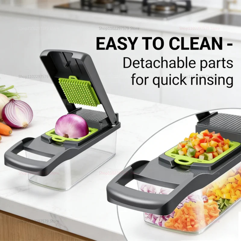 14/16 Pcs Vegetable Chopper Set Food Processor Onion Potato Slicer Dicer Grater Kitchen Fruit Vegetable Cutter with Handle